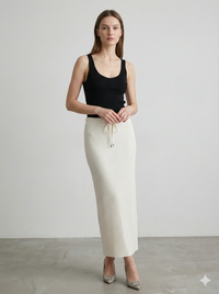 Knitted long pleated skirt 92088