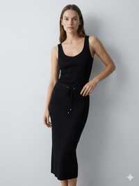 Knitted long pleated skirt 92088