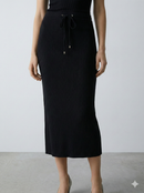 Knitted long pleated skirt 92088