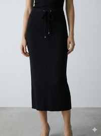 Knitted long pleated skirt 92088