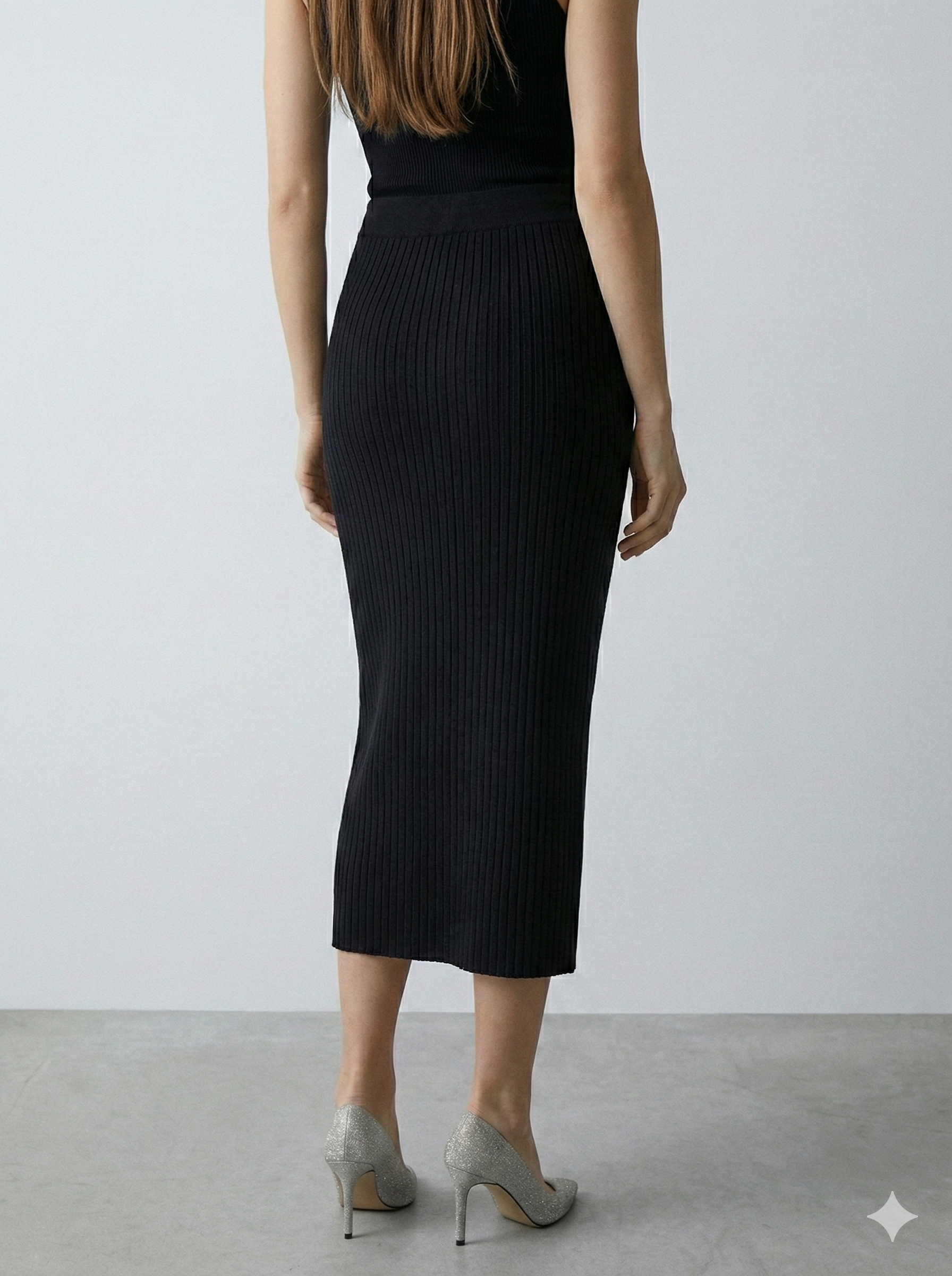 Knitted long pleated skirt 92088