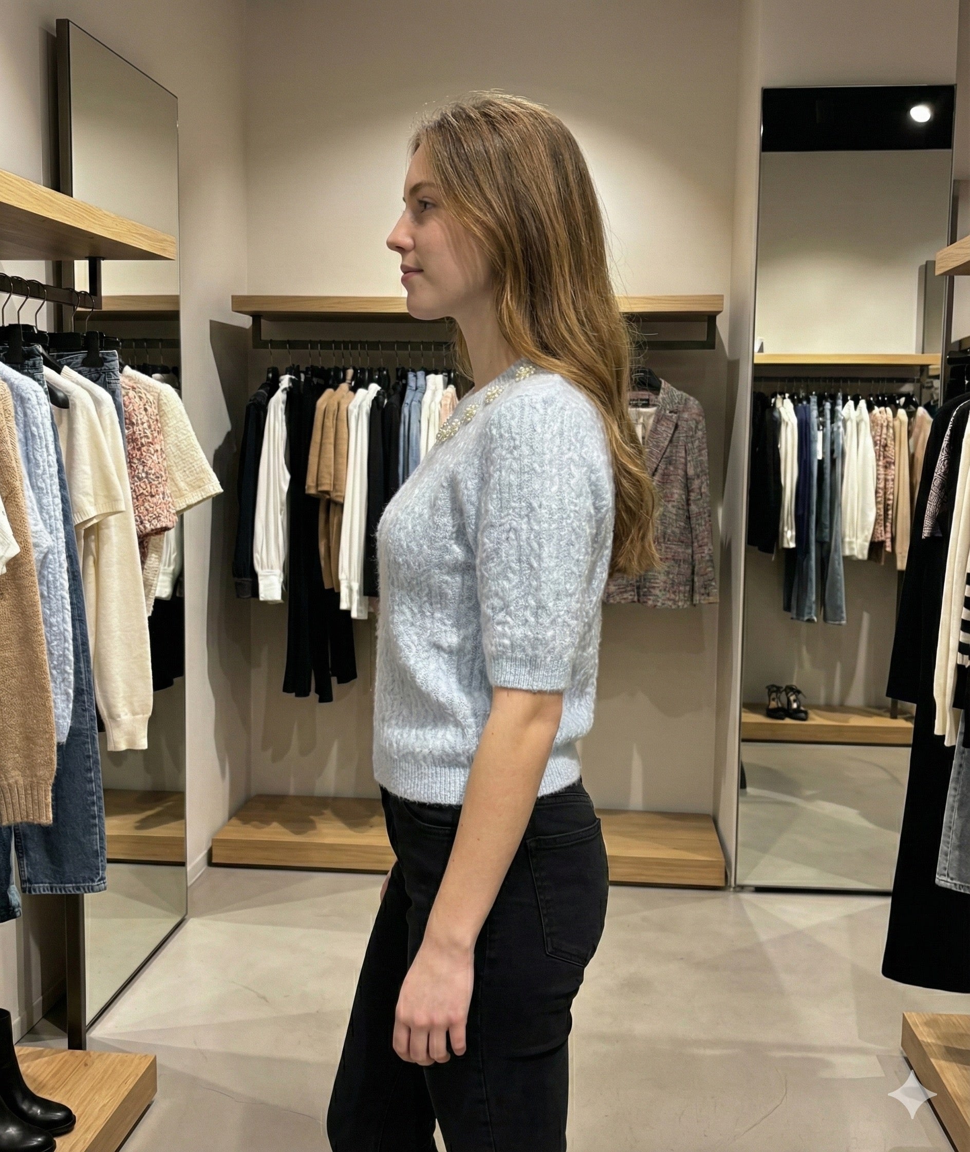 Twisted rope, beads, short-sleeved shirt HZ912