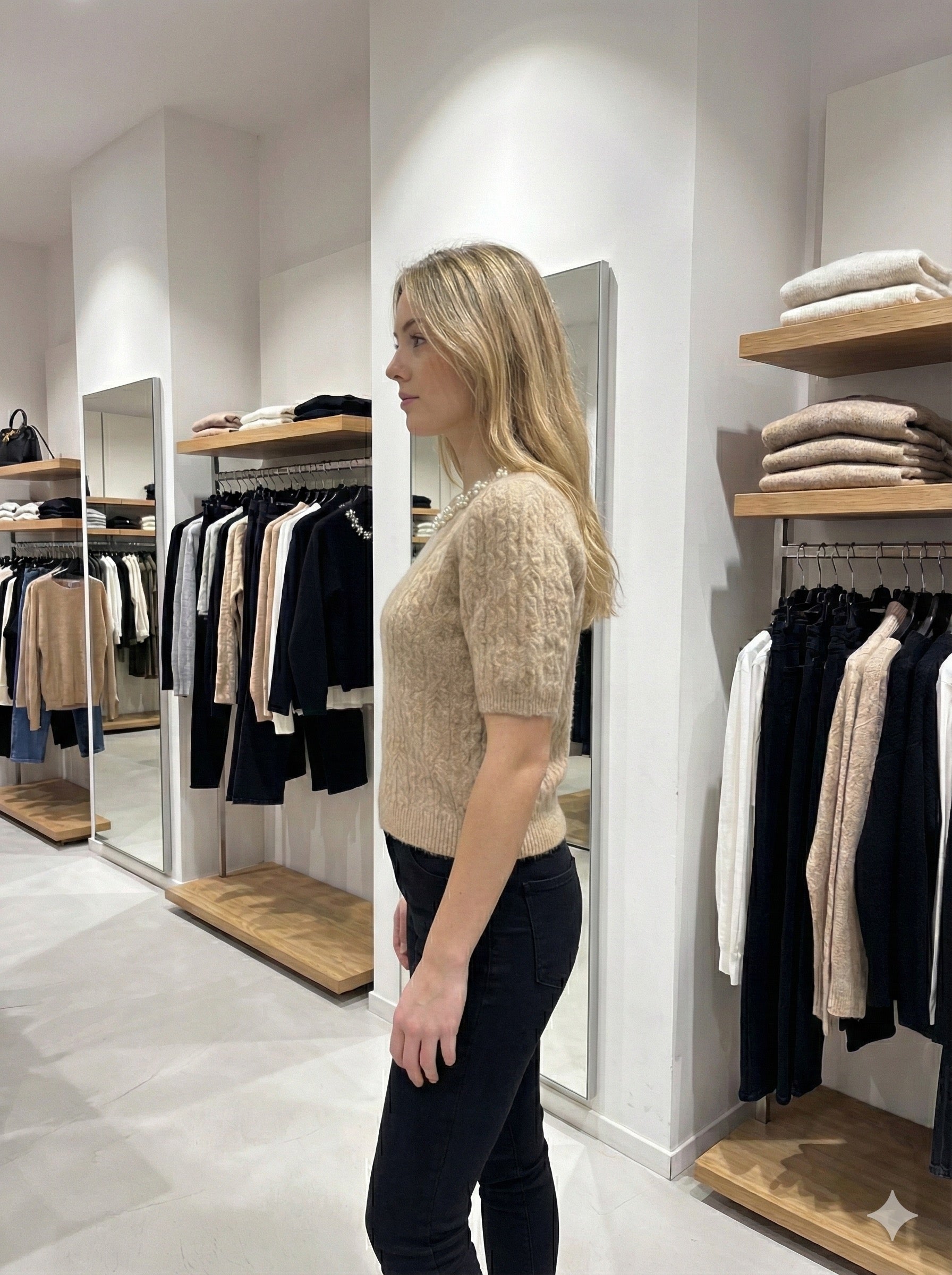 Twisted rope, beads, short-sleeved shirt HZ912