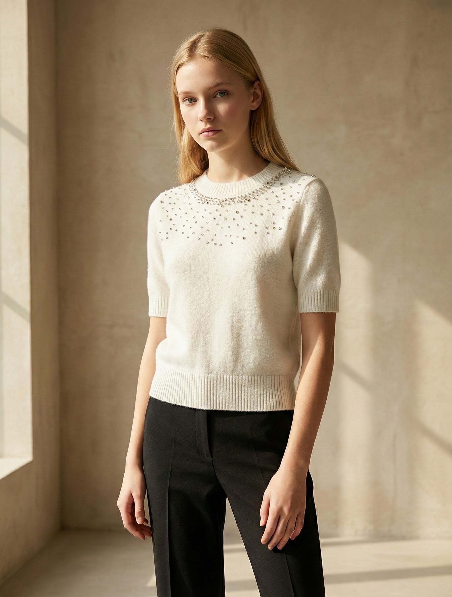 Mid-length sleeve girl necklace art：6069