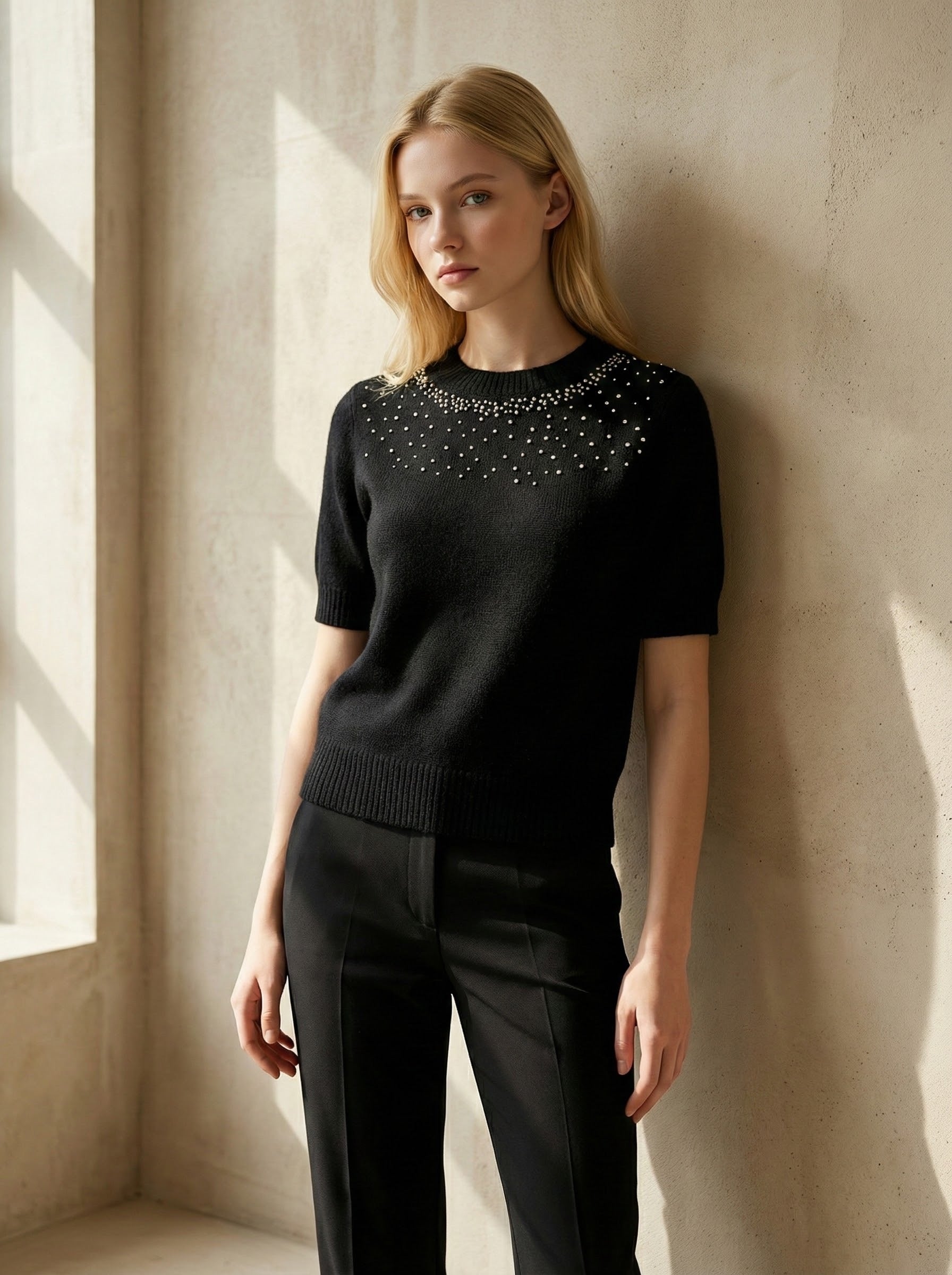 Mid-length sleeve girl necklace art：6069