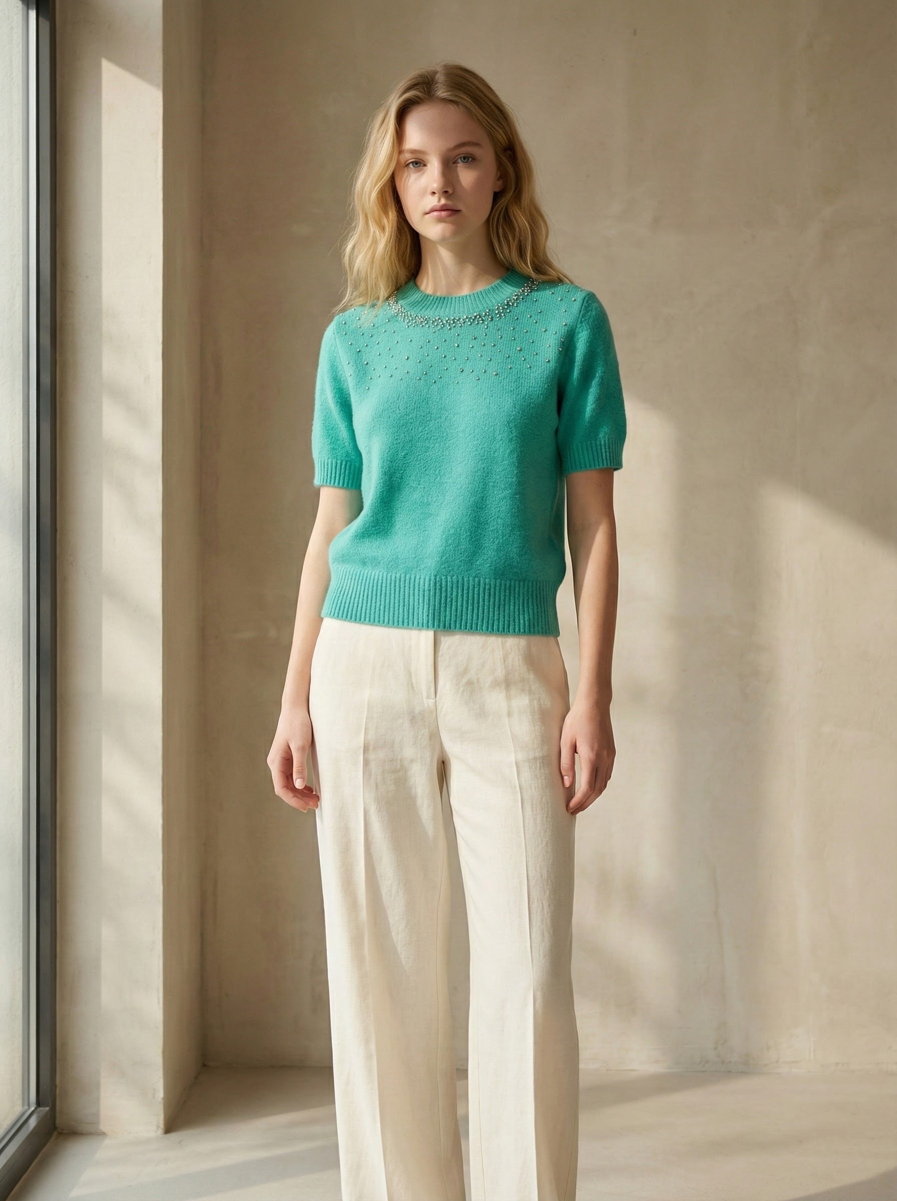 Mid-length sleeve girl necklace art：6069