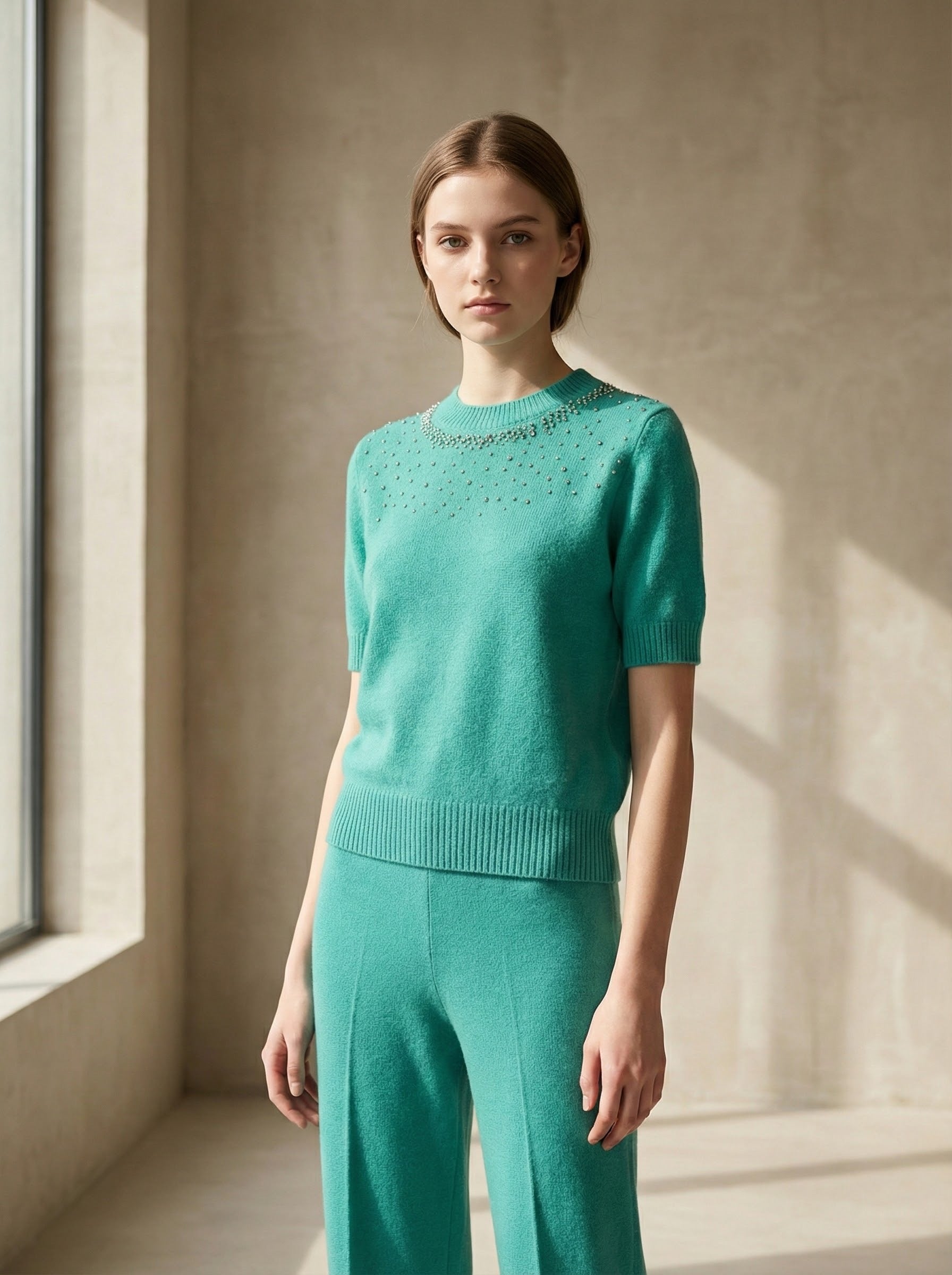 Mid-length sleeve girl necklace art：6069