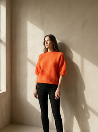 maglione a maniche corte in alpaca