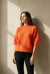 maglione a maniche corte in alpaca