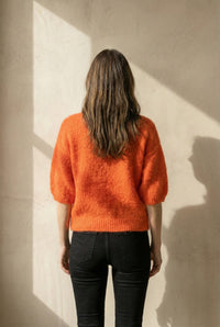 maglione a maniche corte in alpaca