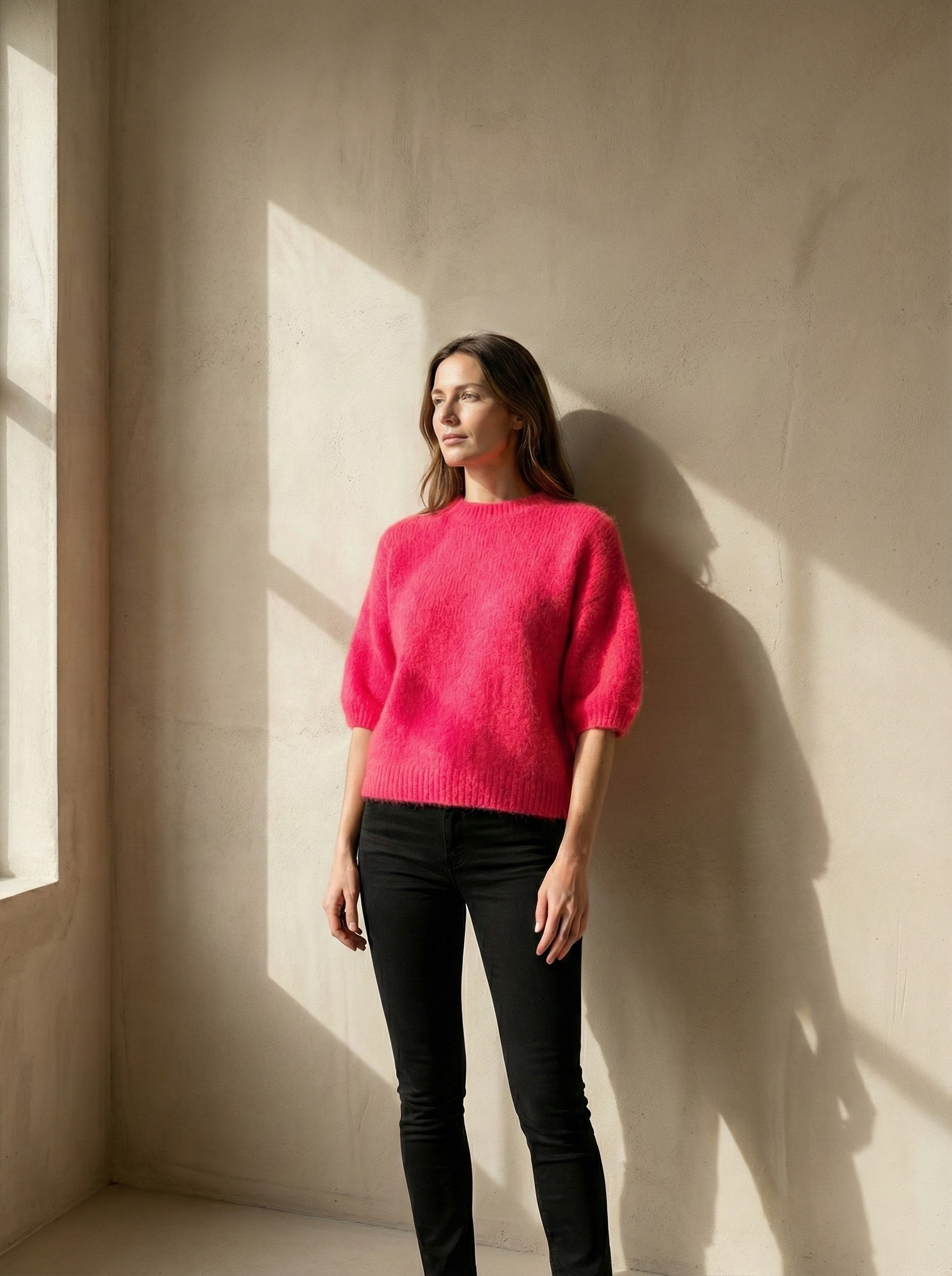 maglione a maniche corte in alpaca