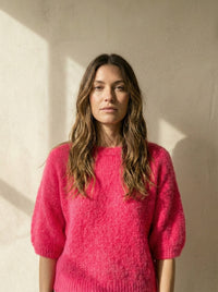 maglione a maniche corte in alpaca