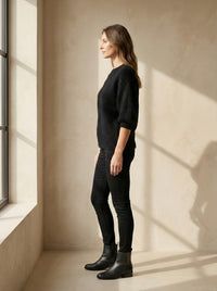 maglione a maniche corte in alpaca