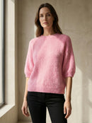 maglione a maniche corte in alpaca