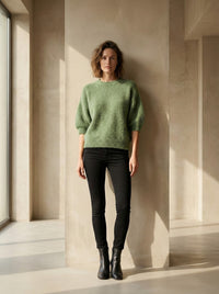 maglione a maniche corte in alpaca