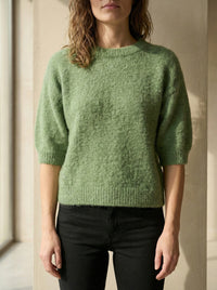 maglione a maniche corte in alpaca