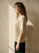 maglione a maniche corte in alpaca