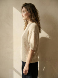 maglione a maniche corte in alpaca