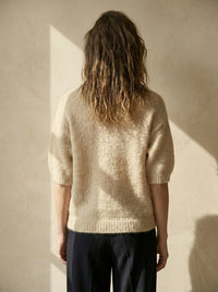 maglione a maniche corte in alpaca