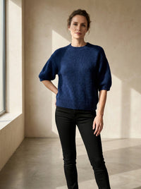 maglione a maniche corte in alpaca