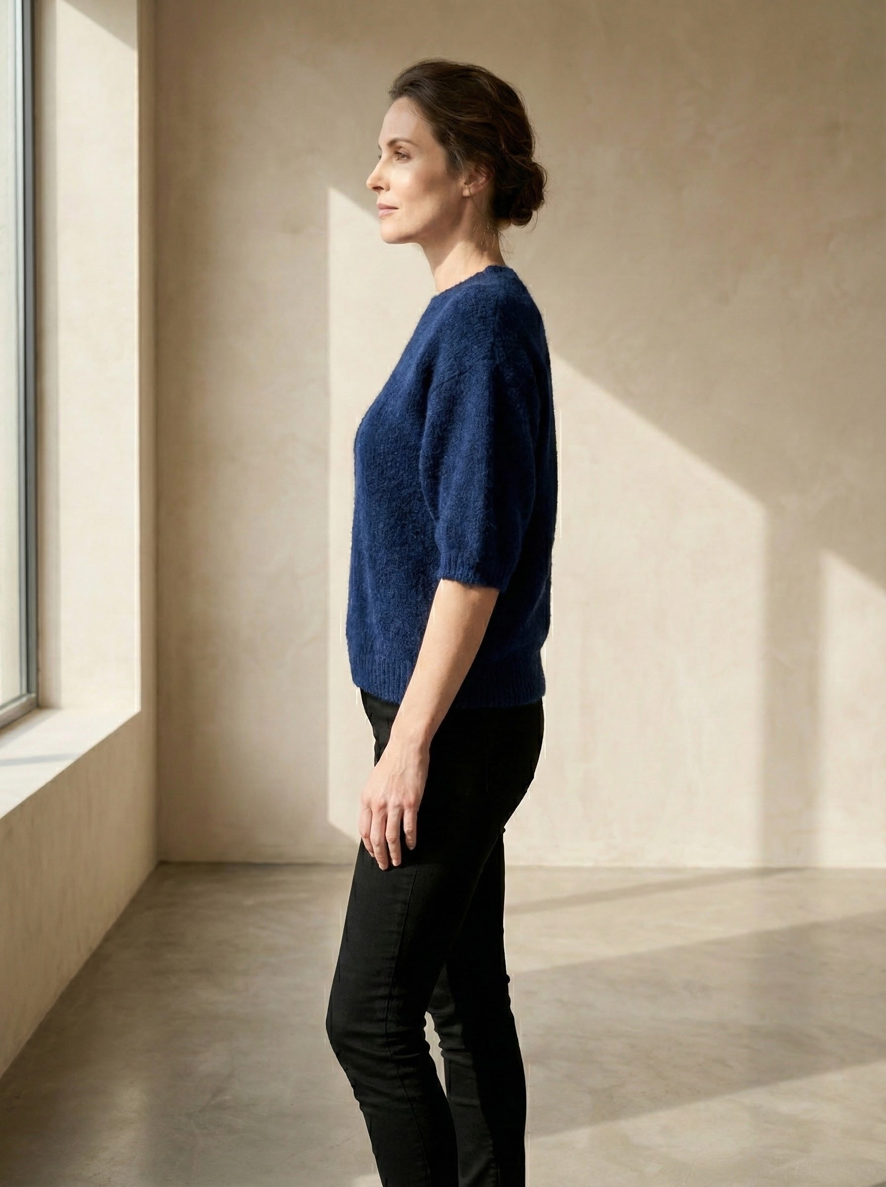 maglione a maniche corte in alpaca